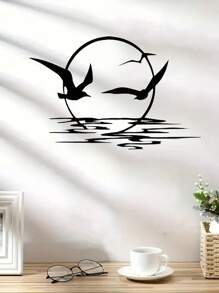 [Modern Metal Art] Modern Metal Wall Art - Sunrise & Seagulls | Unique Bird & Sunset Design, Perfect For Patio And Housewarming Gift
