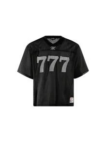 1 pezzo Maglione oversize in tessuto a rete alta qualità, con stampa di lettere e numeri, design unisex, stile urban