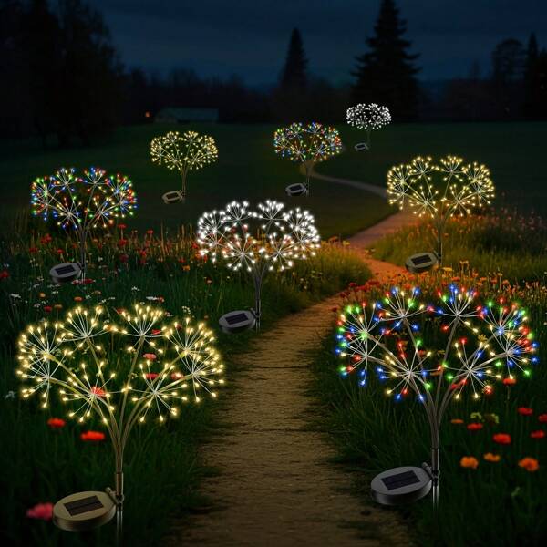 Solar Copper Wire Lights, Firefly Lights, LED Outdoor Courtyard Lawn Christmas Decoration Lights, Ground Plug Flowers, Fireworks Lights