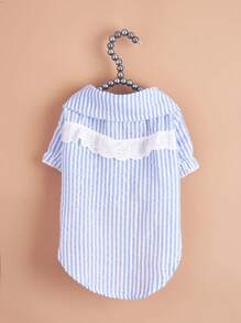 1pc Adorable Pet Dog Striped Shirt, Fashionable & Cute INS Style Teddy Shirt, Washable No-Pilling Fabric