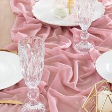 1pc Multicolor Chiffon Table Cloth, Wedding Table Decor, Transparent Extra Long Chiffon Table Cloth With Silver Glitter, Boho Style Table Cloth, Soft Gauze Tablecloth Suitable For Wedding Party, Baby Shower, Bridal Shower, Valentine's Day, Easter, Thanksgiving, Christmas, New Year, Tea Party, Anniversary, Holiday And Other Special Occasions