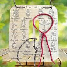 1 件带绳的打结训练板，初学者学习打结工具包，适用于钓鱼、徒步旅行、露营、户外活动打结游戏卡