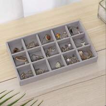1 Stück / 6 Stück grau Flanell Tablett Schmuckablage, Samt Schmuck Präsentationsständer, stapelbares luxuriöses Schmuckstativ, tragbare Ring Ohrring Halskette Aufbewahrungsbox, Schmuckbox Zubehör, Haarbeutel, Tablett Dekoration, Tablett Haaraccessoires für Frauen Aufbewahrungsorganizer, Reiseessenziale, Geschenk