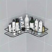 No Drill Triangle Shelving Rack, Iron Bathroom Kitchen Storage Basket Toilet Wall Mount Shelf Back To School