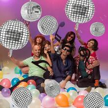 16 个迪斯科球气球，32 英寸、22 英寸、10 英寸大号 4D 银色迪斯科气球铝箔气球适合 70 年代 80 年代 90 年代迪斯科主题派对、生日派对、圣餐派对、毕业派对装饰 - 銀色 - 查看 7