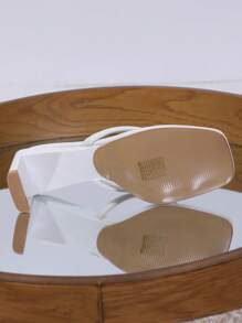 Women's Fashionable Y-Strap Platform Slide Sandals, Simple White Heeled Casual Comfortable Slip-On Shoes For Outdoor Wear