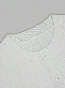 Nueva blusa de botones con cuello redondo de manga corta, ajuste slim. Cardigan de punto grueso, costilla, de estilo casual y elegante para primavera, verano y otoño