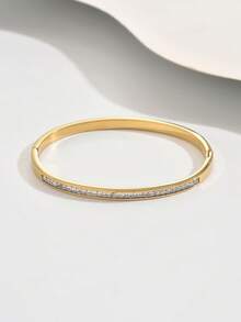 1 件不锈钢手镯，简约时尚，适合各种场合 - 金黃色 - 查看 13