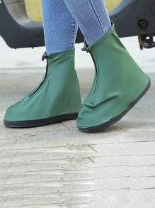 1 par de nuevas cubiertas de zapatos impermeables y duraderas con zipper, de moda y antideslizantes, adecuadas para ciclismo al aire libre, senderismo, convenientes para llevar de viaje