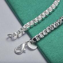 1 Stück 925er Silber 4MM Quadratische Box Kette Armband für Männer Frauen Mode Charm Schmuck Party Luxus Geschenk Accessoires