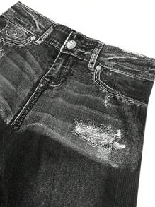Pantalones capri de yoga con aspecto de jeans de talle alto para mujeres, ajuste delgado estilo europeo y americano, primavera/verano