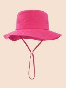 1pc Kids Solid Color Breathable Anti-Side Net Sun Protection Bucket Hat, Lightweight Breathable Beach Hat, Bucket Hat For Daily Wear - A - View 20