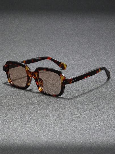 1 Pair Men Retro Rectangular Versatile Fashion Glasses, Suitable For Outdoor, Cycling, Beach And Party Back To School Fashionable Preppy School Look