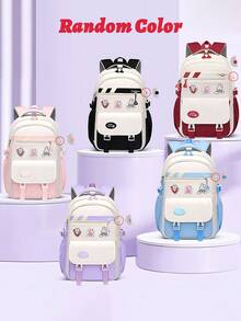 1pc Lightweight Large Capacity Backpack For Girls, Student School Bag Fits 15.6" Laptop, Outdoor Travel Bag, Minimalist & Fashionable Design With 3 Detachable Cute Accessories, Suitable For Teenage Girls For School And Travel - Simple Backpack - View 13