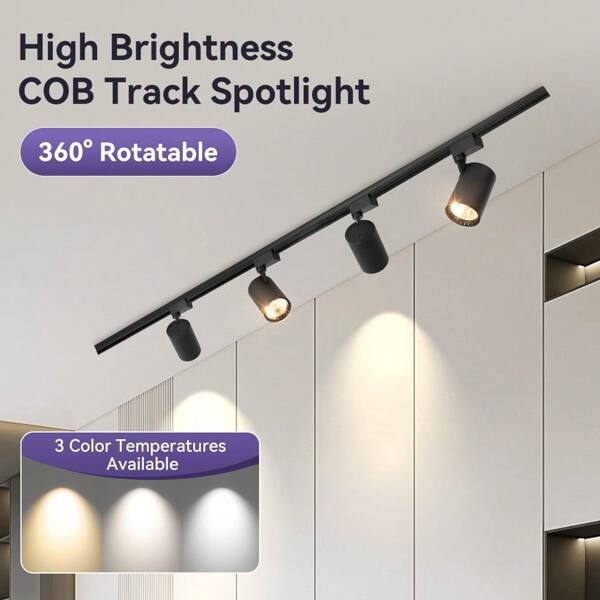 CANMEIJIA (Set) Luces de riel empotradas en el techo para sala de estar, luz de techo giratorias, juego de luces colgantes LED de 185-265 V CA, incluye barras de riel y accesorios, adecuado para hogar / cocina / sala de estar / pasillo / tienda / tienda de ropa / bar / centro comercial / supermercado / galería / teatro / gimnasio / estudio / restaurante / cafetería