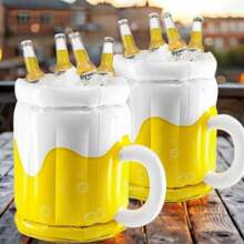 1 Inflatable Beer Glass Ice Bucket - Beverage Cooler - Durable ABS Plastic Beverage Cooler - Floating Portable Beverage Rack - For Party, Beach, And Outdoor Event Supplies