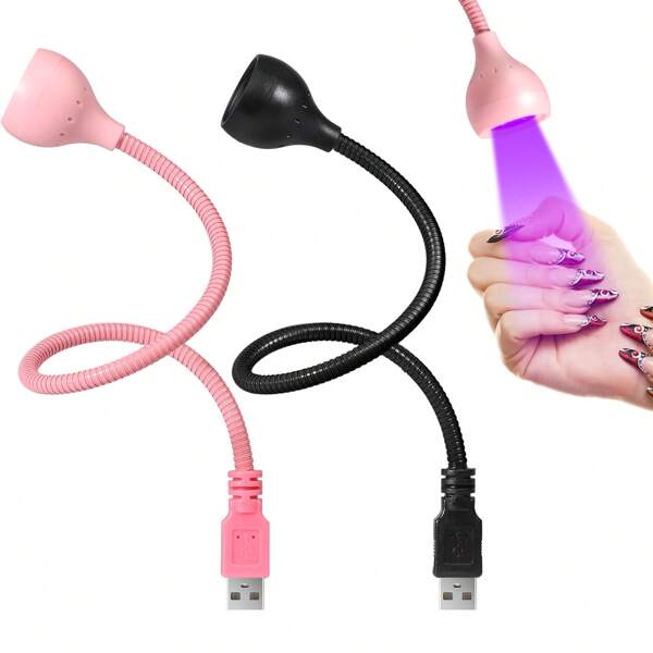 1PC Pink/Black LED Nail Lamp 3W Portable Manicure Dryer Gel Polish Curing Light With Gooseneck For Gel Nails Tips USB Plug Play Salon And Home DIY