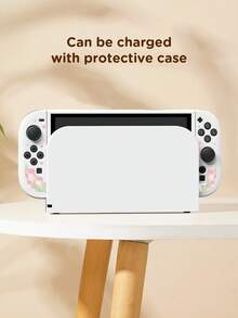 Ayotu 1个粉色郁金香图案超薄TPU透明保护壳，兼容Switch OLED/Switch/Switch Lite/新款Switch 2 (2025) - 兼容底座设计，无需拆卸，防摔防尘，多种颜色可选 - 彩色 - 查看 5