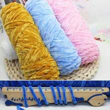 1/3/5 PCS 100g Skein Shiny Chunky Chenille Yarn Crochet Soft Velvet Knitting Wool DIY - Black - View 2