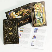 1张黑金艺术塑料塔罗牌[高端黑金礼盒包装]，经典韦特78张塔罗牌，金箔塔罗牌，防水大型桌面游戏塔罗牌，高端黑金礼盒套装，一套黑金风格塔罗牌，附指南 - 神秘游戏，纸质材料