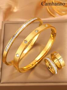4 pièces d'accessoires de couple de luxe en acier inoxydable exquis personnalisés, convenant pour diverses occasions telles que la vie quotidienne, les voyages, les mariages, les fêtes. Accessoires polyvalents et indélébiles
