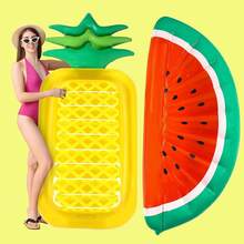 1pc Inflatable Pineapple Floating Bed, Adult Watermelon Swimming Ring, Outdoor Water Sport Inflatable Accessories