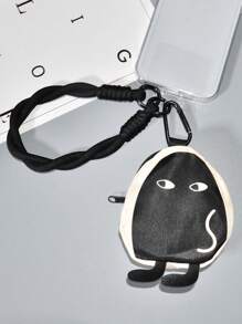 Black Mini Human Figure Zipper Pouch With Keychain, Cute Multifunctional Wallet Accessory, Popular Style Small Wallet, Suitable For Women, Men, Students, Daily Life, Party, Festival Gifts, Multi-Occasion Use
