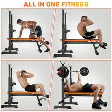 GIKPAL 770lbs 5-In-1 Adjustable Weight Bench For Home Gym – Multi-Purpose Bench Press With Squat Rack, 7-Level Backrest & Barbell Storage | Full Body Strength Training (Black/Orange) - 黑色和橙色 - 查看 7