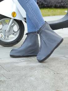 1 par de nuevas cubiertas de zapatos impermeables y duraderas con zipper, de moda y antideslizantes, adecuadas para ciclismo al aire libre, senderismo, convenientes para llevar de viaje