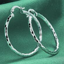 Wykwintne 1 para 925 srebrnych błyszczących kółek kolczyków dla kobiet moda urok biżuteria impreza boho prezent para