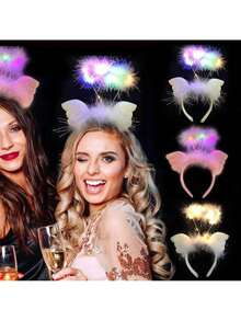 Hawaii/Rose Wreath Set LED Luminous Headband Headband Party Garland, Suitable For Night Glow Wedding Party Hair Accessories, Concerts, Valentine's Day, Holiday Celebrations, Wedding Banquets, Weddings, Birthdays, Valentine's Day, Graduation Ceremonies, Holiday Celebration Atmosphere, Carnival Party Decorations And Supplies For Single Men And Women - 混色 - 查看 13