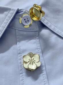 2pcs Button Cover For Shirt Flower Cufflinks Covers Flower Sleeve Button Clip On Button For Dress Wedding Tux Decoration Button Clothing Accessories Gifts