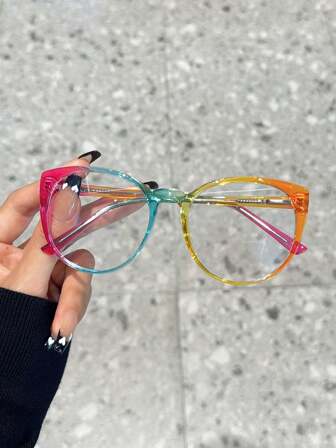 1pc Women's Y2K Cat Eye TR Frame Spring Hinged, Colorful Dopamine High-End Elegant, Autumn/Winter Retro Leopard Print Fashiong Clear Lens Glasses, Christmas Accessory Eyewear Suitable For Prescription