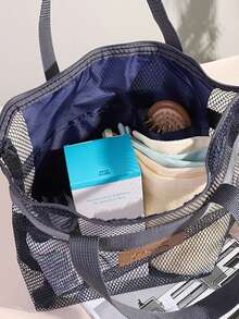 Grid Toiletry Organizer Bag, Outdoor Cosmetic Pouch, Travel Bag, Beach Toy Storage Bag - Multicolor - View 2