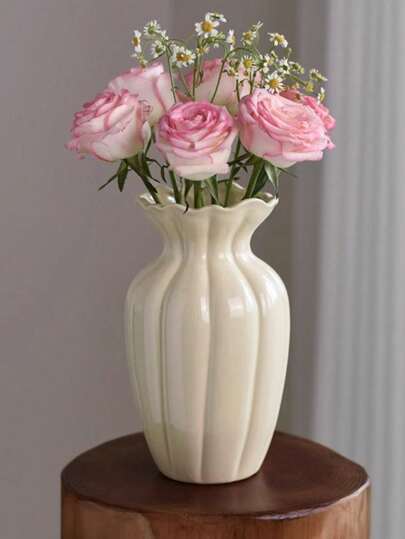 Pc Of Ceramic Vase Retro Elegante It's Flower Arrangement In The Living Room, Moderne ative Piece Dried Flowers, An Ornament Meubel Table. It Can Be Holding Fresh Flowers Water Or Inserting Plastic Artificial Serving As ation Coffee Tables, Desks Room At Home.Room ation, Home ation. Glass view 4