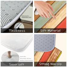 1 pieza Felpudo vintage de madera de colores y estampado de huella de pata blanca para cocina, alfombrilla de baño suave y absorbente antideslizante, alfombra decorativa de entrada para vacaciones, alfombra decorativa rectangular de pelo bajo para sala de estar, dormitorio, cocina, entrada