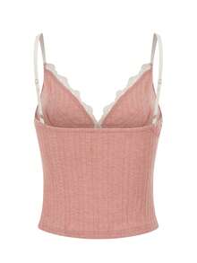 Women's Y2k Knit Cami Tank Top Fairy Lace Trim Bow Front Spaghetti Strap Deep V Neck Slim Fit Camisole Crop Tops Sexy Backless Sleeveless Vest Shirt Summer Cute Going Out Tops - Hồng - Xem 5