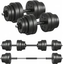 SONGMICS Juego de Mancuernas 2 en 1, Mancuernas Ajustables de 20/30 kg, con Barra Adicional, Gimnasio de Casa, Negro Tinta - 20.0 Kilogramos - Ver 7