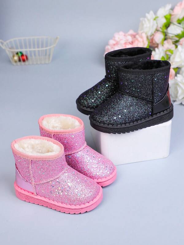 A Pair Of Sequined Fashion Snow Boots With Non-Slip And Breathable Pedal Design Is Suitable For Autumn And Winter (Sole Style Is Random).(Small, It Is Recommended To Take One Size Larger)(Slightly Small, It Is Recommended To Buy One Size Larger)