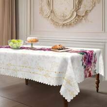 Elegante französische Pfingstrosen-Tischdecke - rund und rechteckiges Design, schöne Hochzeitsfestdekoration, unerlässlich für Frühjahrshochzeits-Esstisch