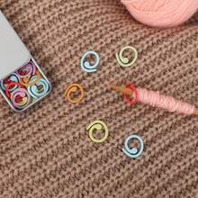 20/50/100 Stück Mehrfarbige Metall Spiral Maschenmarkierer, Offene Metall Maschenmarkierer Häkelmarkierer mit Aufbewahrungsbox, für Häkelkleidung Markierung, DIY Bastelprojekte, Nähgarn Nadel Strickmaschen Verfolgungsmarkierer - Verschiedenfarbig - Übersicht 5