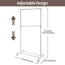 Clothes Rail Adjustable Garment Rack Telescopic Coat Rack Hanging Rail Clothes Stand With Shoe Shelf And Casters Clothing Rack For Small Place Organiser Shelf Bedroom Clothing Rack