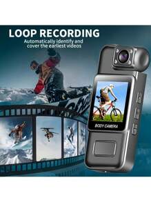 2025 180° Rotating Lens Action Camera With Enhanced Night Vision, 1080P HD Video, Motion Detection, Loop Recording, 1000mAh Rechargeable Battery & Color Display For Outdoor Sports, Travel, Pets, Everyday Use, Travel Recording Device | Sleek Camera Design | Highresolution Capture