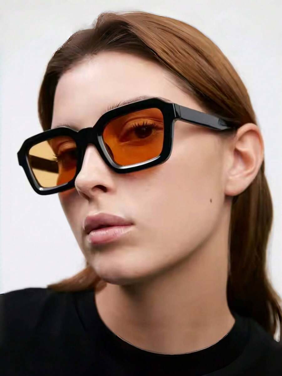 新款时尚经典复古方形小框百搭装饰眼镜，男女皆宜，休闲街头风格海滩度假简约时尚情侣个性眼镜，日常聚会派对节日户外旅行通勤职场简约流行眼镜