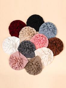 6 Stücke/Packung Baby Beanie Mützen mit Blumen- und Weizenmustern, sehr elastisch & weich, geeignet für Innen- und Außenbereich