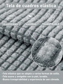 Funda de sofá de tela jacquard a cuadros, lavable a máquina, con buena elasticidad, fácil de instalar, suave al tacto y resistente a la suciedad. Adecuada para salas de estar, dormitorios, oficinas y otros espacios, especialmente ideal para lugares con mascotas como gatos y perros. Disponible en varios tamaños. - Gris - Ver 2