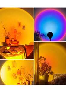 1pc Sunset Projection Lamp, Creative Led Decorative Atmosphere Light, Romantic Night Light, 7 Colors & 13 Modes Optional, Suitable For Bedroom, Cafe, Valentine's Day Decoration