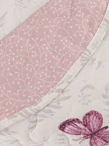 200 Thread Count Double-Sided 3-Piece King/Queen/Double/Single Floral Print Avere Bedspread - Butterflies - View 3