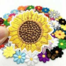 100pcs Assorted Embroidered Iron-On Patches - Butterfly & Daisy Designs For DIY Clothing, Bags, Hats, Jackets - Sewing Appliques In Various Colors