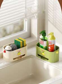 1pc Kitchen Dish Draining Rack, Sponge And Cloth Holder, Large Capacity Sink Organizer